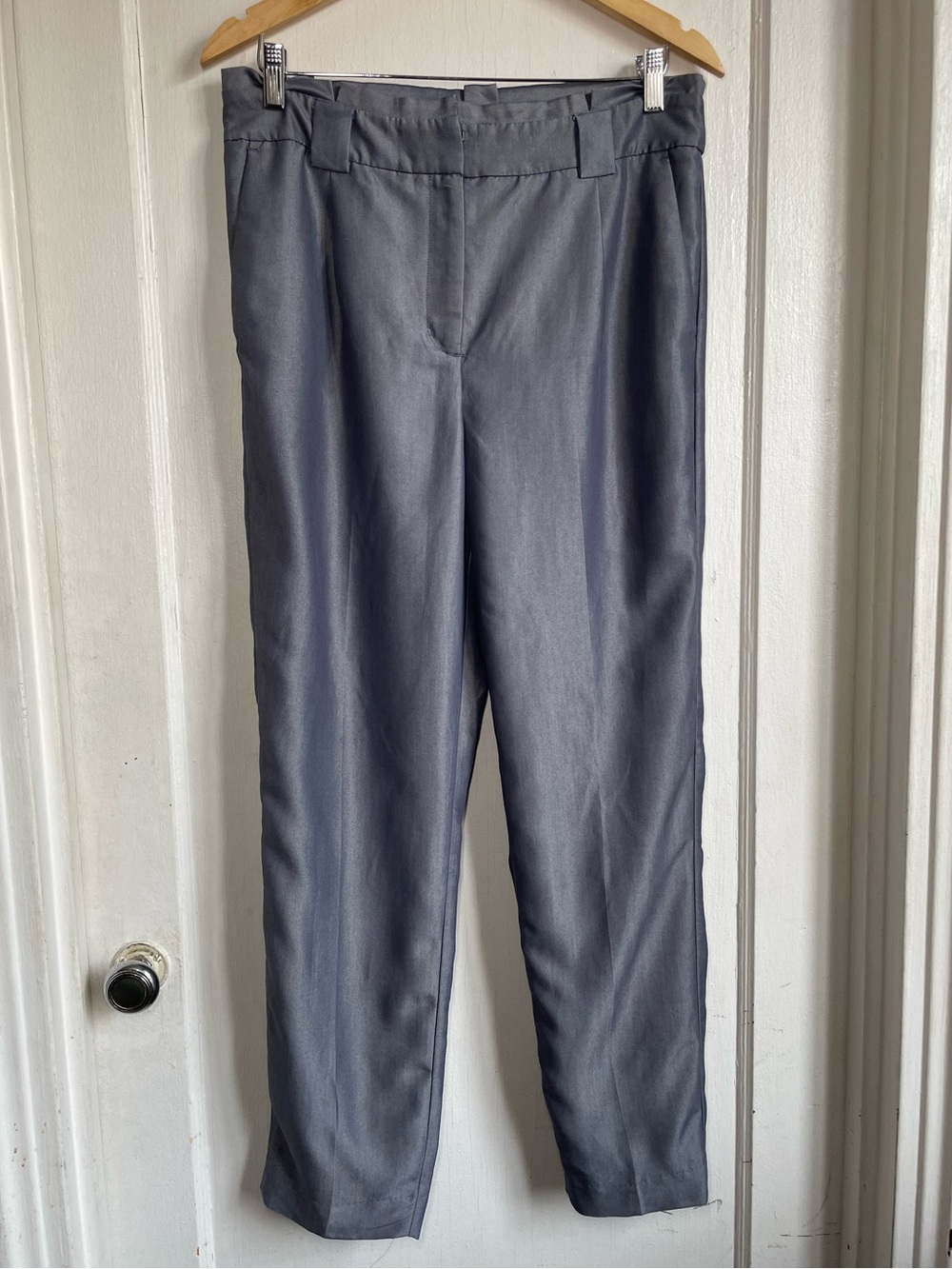 Express High Rise Ankle Pants 10R Gray Tailored Trousers Minimalist Workwear